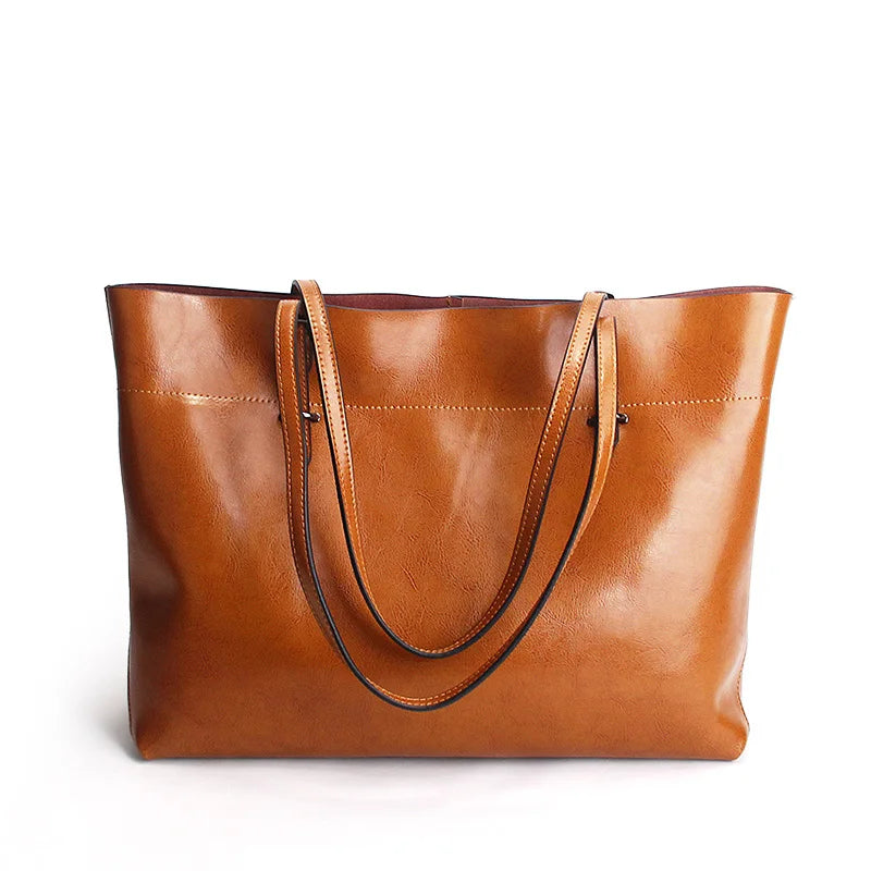 Zency New Brown Women Handbag 100% Genuine Leather Female Shoulder Purse Ladies Black Tote Bag Large Capacity Shopping Bags