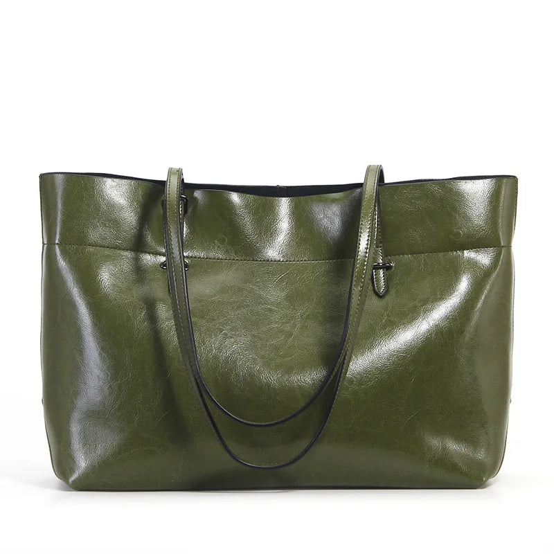 Zency New Brown Women Handbag 100% Genuine Leather Female Shoulder Purse Ladies Black Tote Bag Large Capacity Shopping Bags