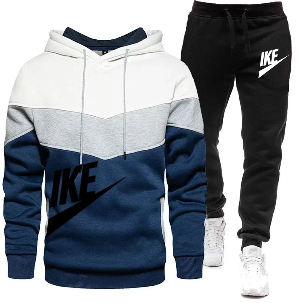 Autumn and winter Sportswear suit men's hoodies set casual warm sports sweater brand pullover + jogging pants 2-piece set