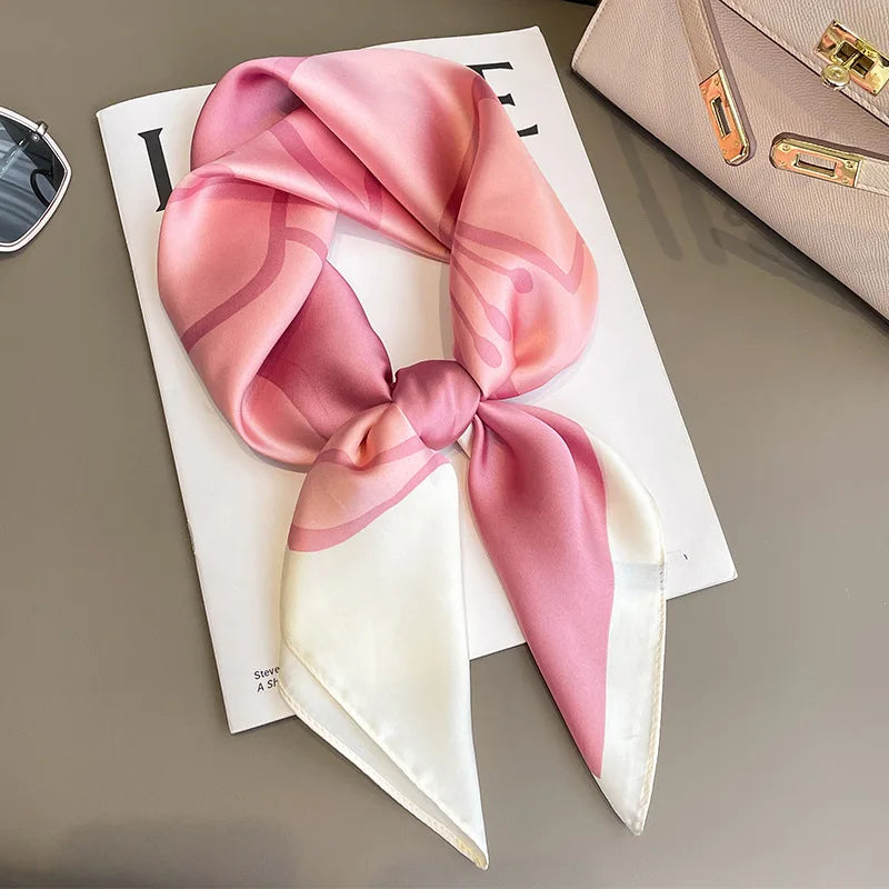 70cm Design Hair Bands Square Scarves Fashion Print Satin Silk Scarf for Women Neckerchief Wrist Wraps Lady Ribbon Shawl Foulard