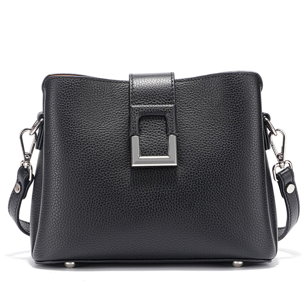 Zency Genuine Leather White Designer Noble Shopper Shoulder Bag Commuter Large Bucket Handbag Women Tote Bucket Cross Body Bag