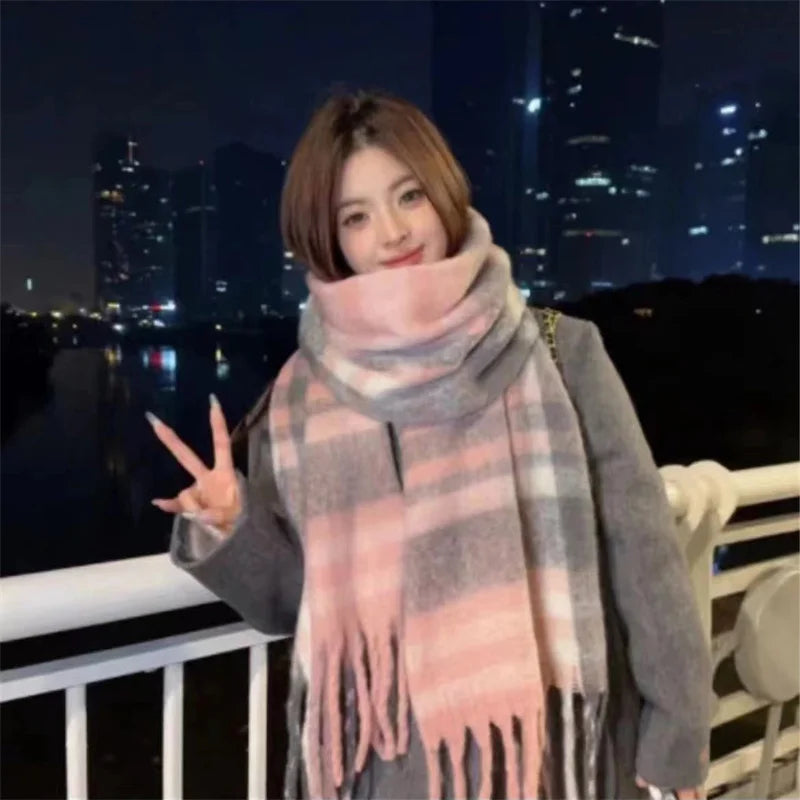 Luxury Imitation Cashmere Women Scarf Winter Shawl And Wrap Bandana Pashmina Tassel Female Foulard Thick Blanket Solid Colors