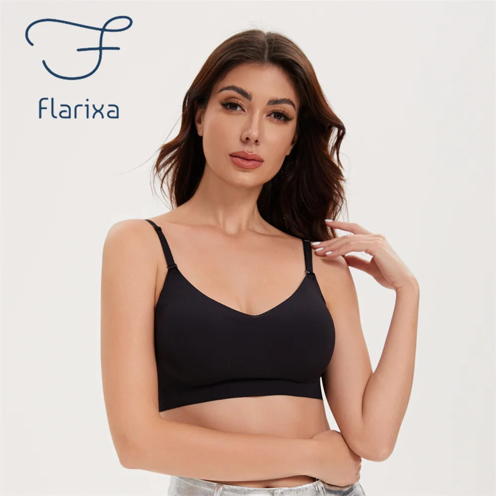 Flarixa Seamless Low Back Bra Support Multiway Wireless Backless Halter Padded Bralette Lifting Straps Convertible Bras