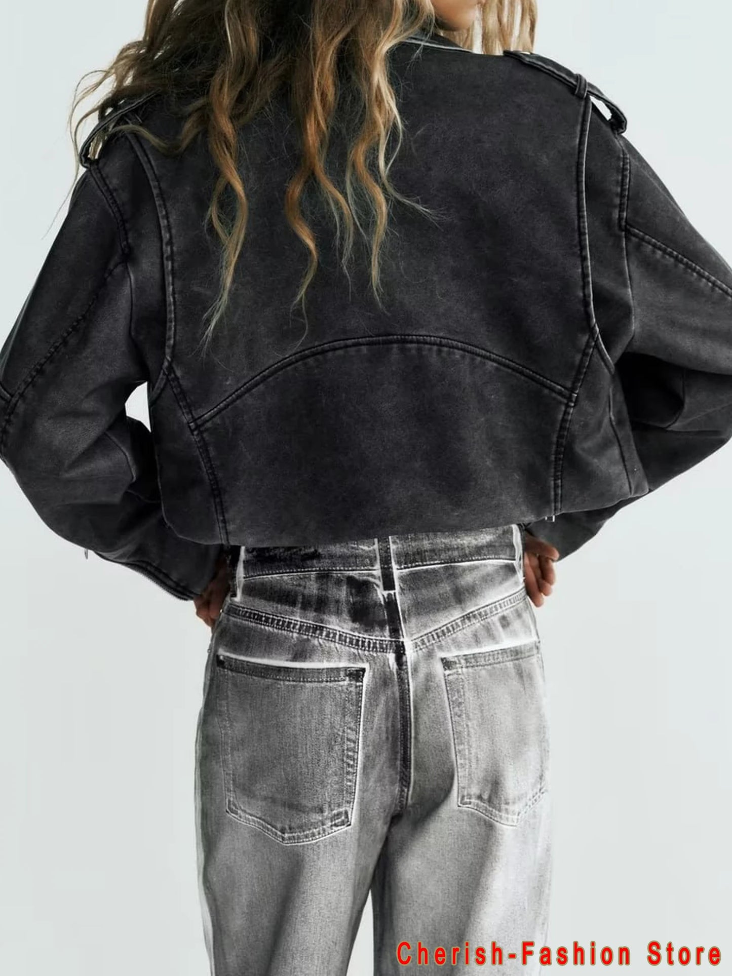 2025 New Style Women's Washed Leather Jacket Brand Coat, Short Coat With Downgraded Zipper And Vintage Lapel Jacket Brown Jacket