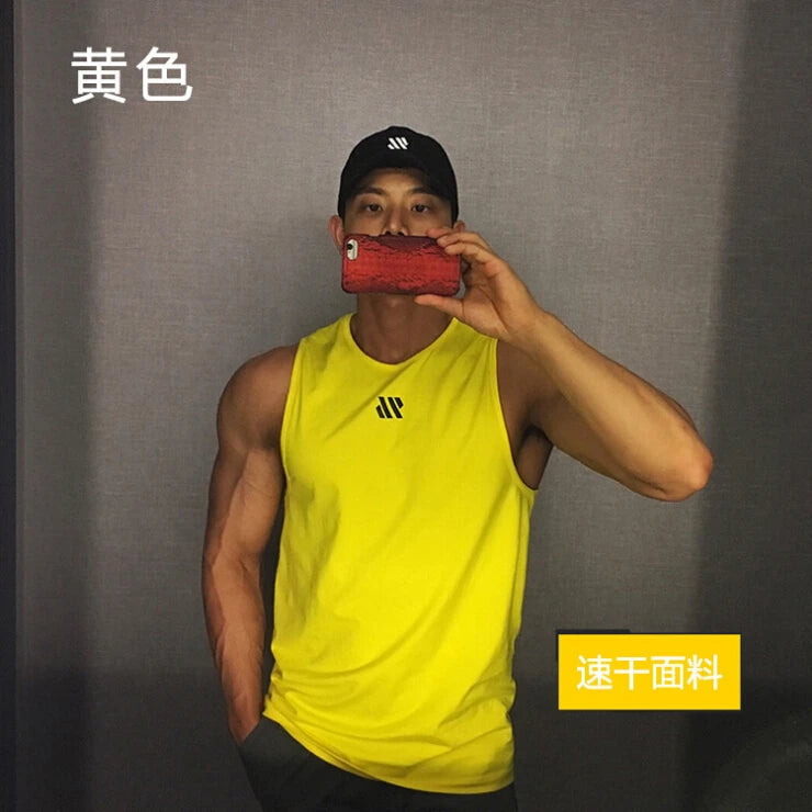 Men'S Sports Vest Summer Breathable Sleeveless Round Neck Solid Color Top Running Fitness Top Men'S Sleeveless Vest Clothing