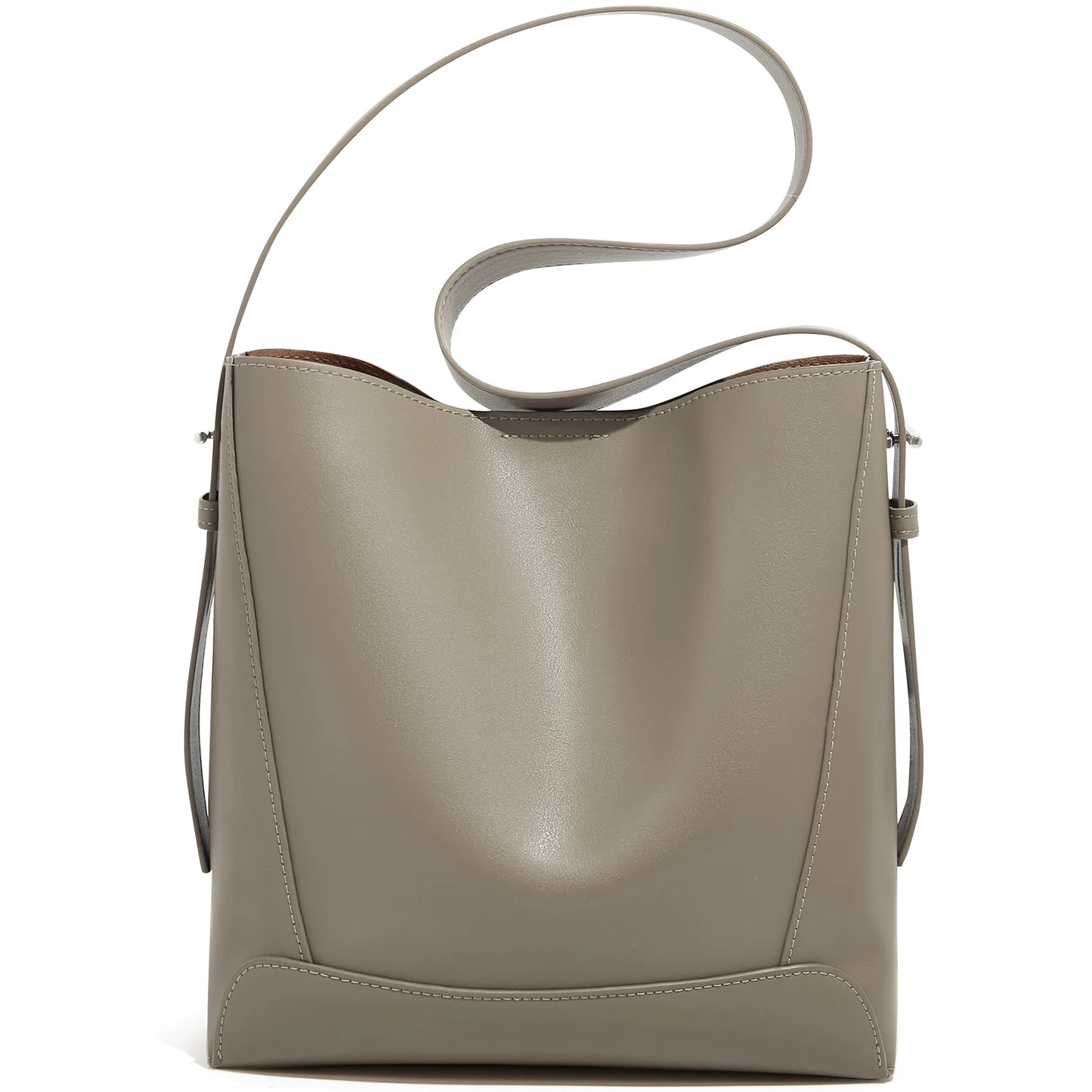 FOXER Lady Women Hobo Bucket Bag Split Leather Fashion Shoulder Bags Large Capacity Handbag Wide Adjustable Strap Female Bags