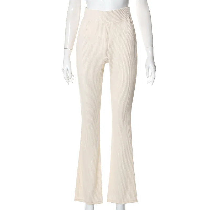 woman trouser autumn/winter solid color tall elastic waist leisure wide leg pants woman's Trousers dropshipping YWDKM22PT447