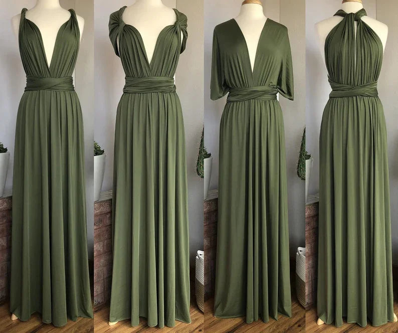 OLIVE GREEN Sega Bridesmaid Dress Floor Length LONG Maxi Infinity Dress Multiway Dress Formal Wrap Sexy Evening Wedding Dresses