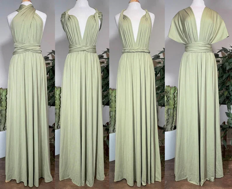 OLIVE GREEN Sega Bridesmaid Dress Floor Length LONG Maxi Infinity Dress Multiway Dress Formal Wrap Sexy Evening Wedding Dresses