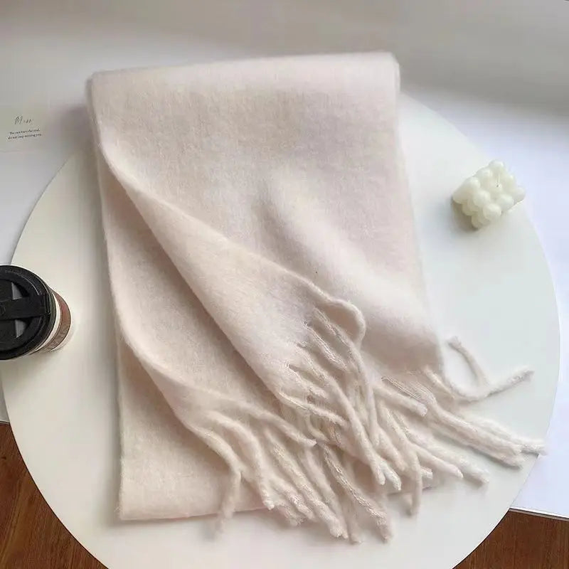 Luxury Imitation Cashmere Women Scarf Winter Shawl And Wrap Bandana Pashmina Tassel Female Foulard Thick Blanket Solid Colors