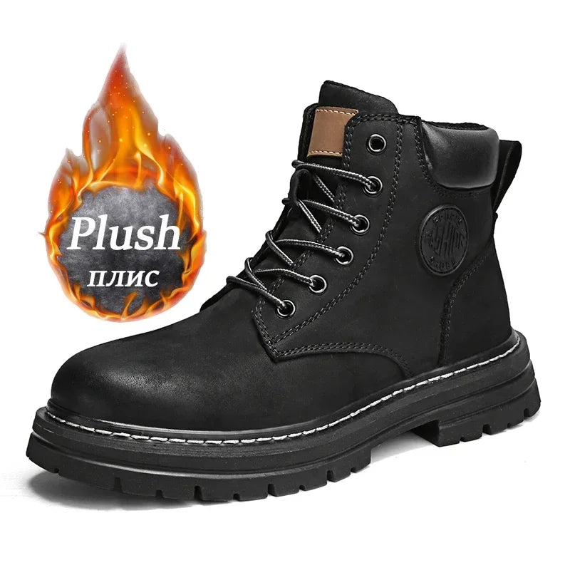 Men's and women's high-quality leather shoes outdoor sports shoes men's lace up non slip ankle boots suitable for couples