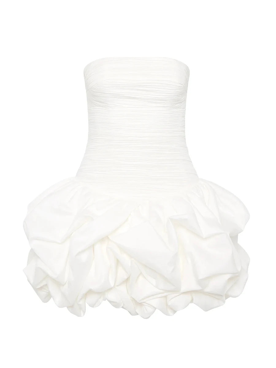 TWOTWINSTYLE Solid Spliced Ruffles Slimming Dresses For Women Slash Neck Sleeveless High Waist Mini Dress Female Fashion Style