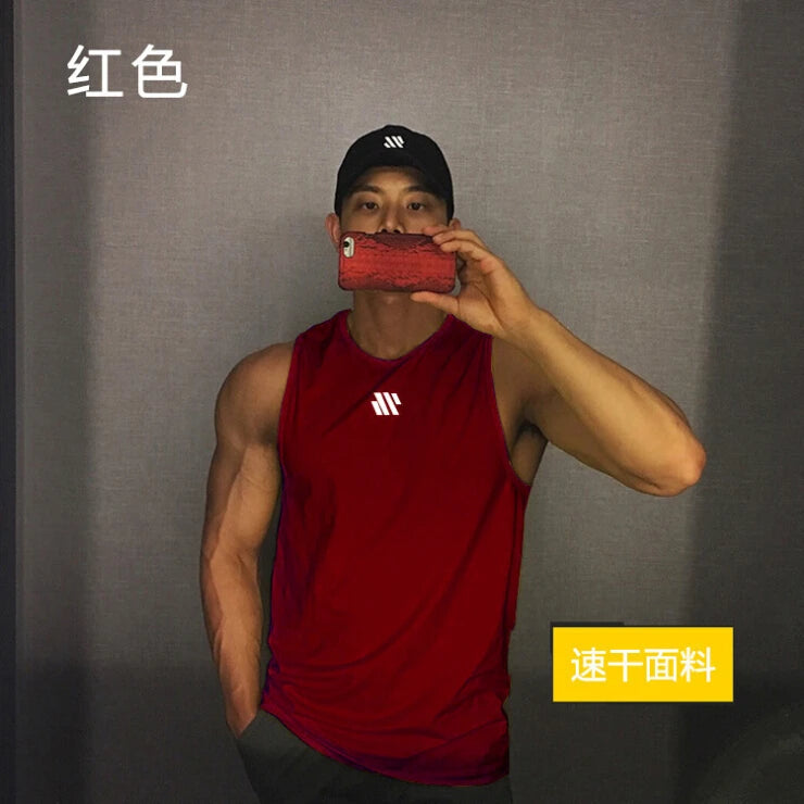 Men'S Sports Vest Summer Breathable Sleeveless Round Neck Solid Color Top Running Fitness Top Men'S Sleeveless Vest Clothing