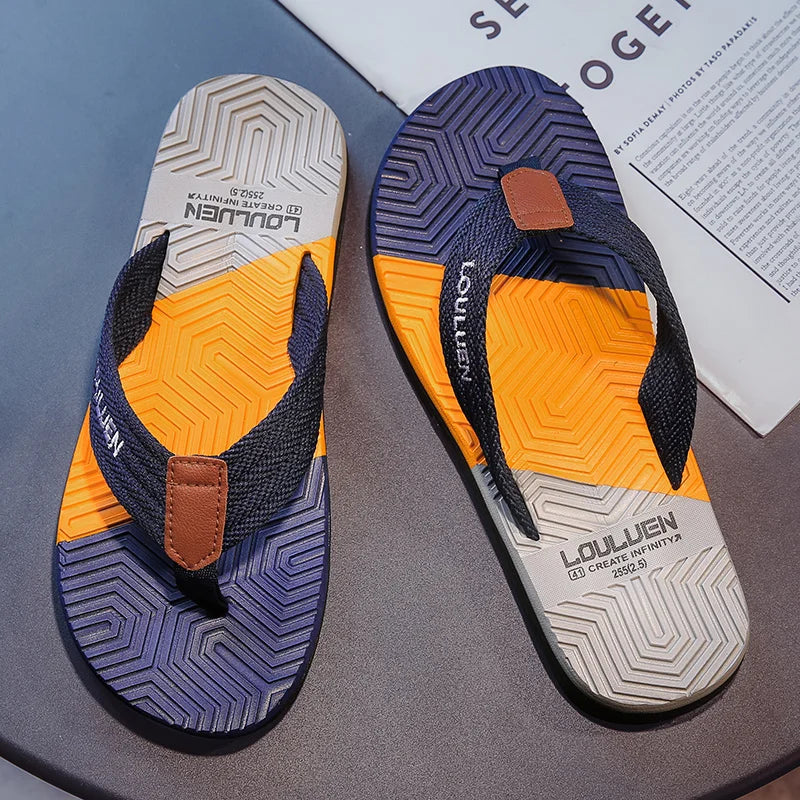 Men's Flip-Flops Waterproof Non-Slip Soft Sole Wear-Resistant Home Outdoor Multi-Color Slip-On Flip-Flops