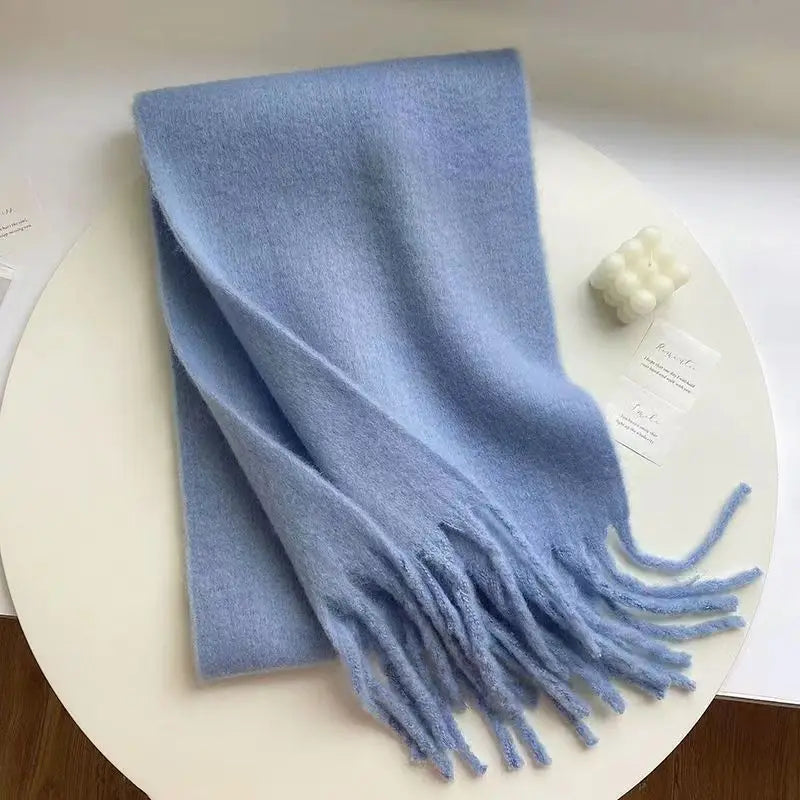 Luxury Imitation Cashmere Women Scarf Winter Shawl And Wrap Bandana Pashmina Tassel Female Foulard Thick Blanket Solid Colors