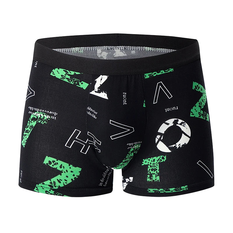 5-Piece Men's Fashion Printing Plus Size 5XL6XL Boyshort Underwear Comfortable For Sports Casual Underwear Elastic Waist Shorts