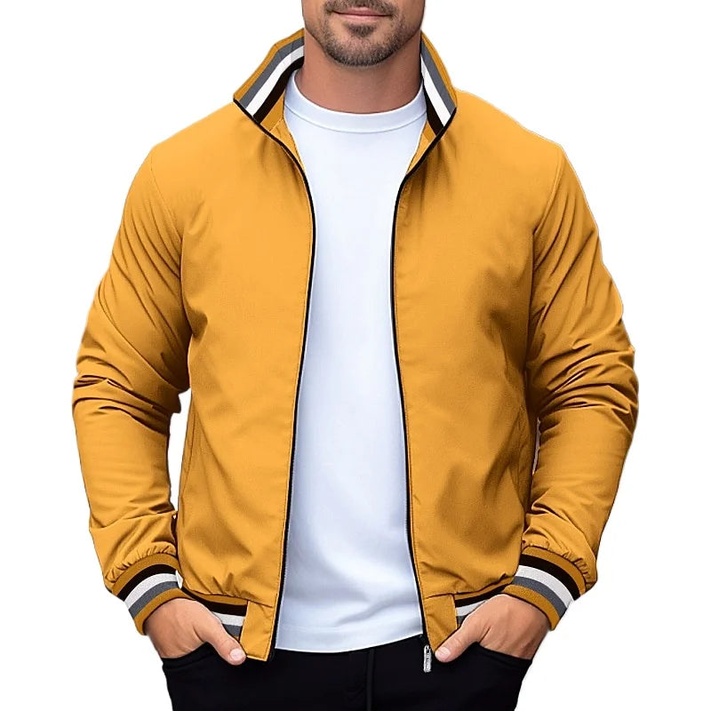 Sweatwear Men's Solid Color Jacket Blazer Pockets Sports Standard Collar Coats Lightweight Waterproof Outdoor Tops Men Jacket