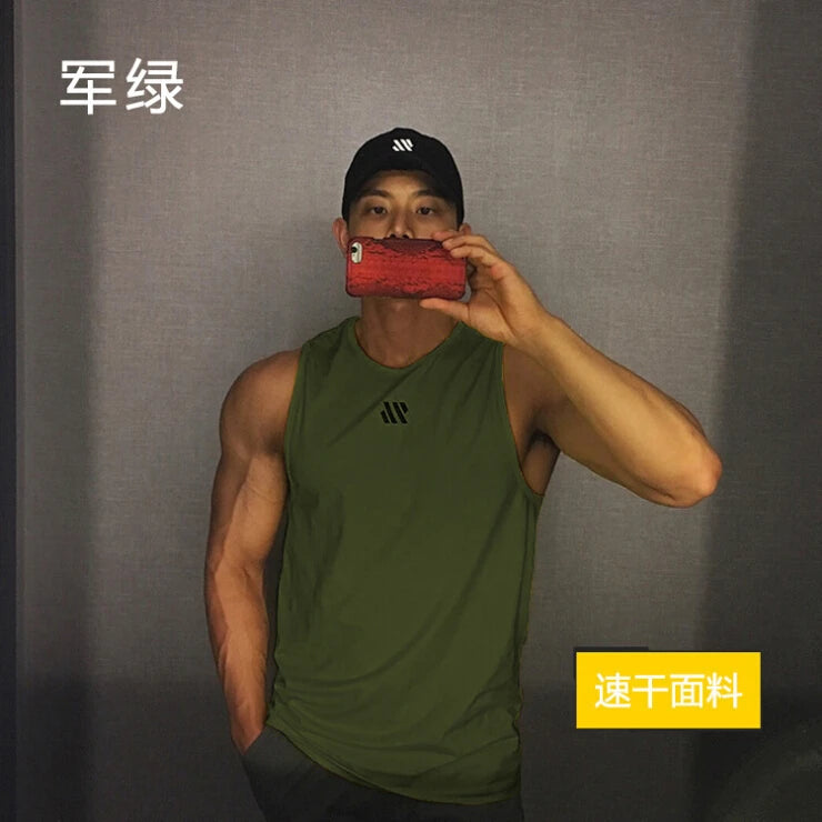 Men'S Sports Vest Summer Breathable Sleeveless Round Neck Solid Color Top Running Fitness Top Men'S Sleeveless Vest Clothing