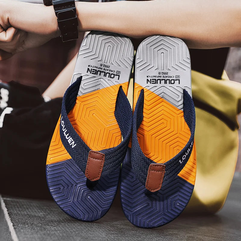 Men's Flip-Flops Waterproof Non-Slip Soft Sole Wear-Resistant Home Outdoor Multi-Color Slip-On Flip-Flops
