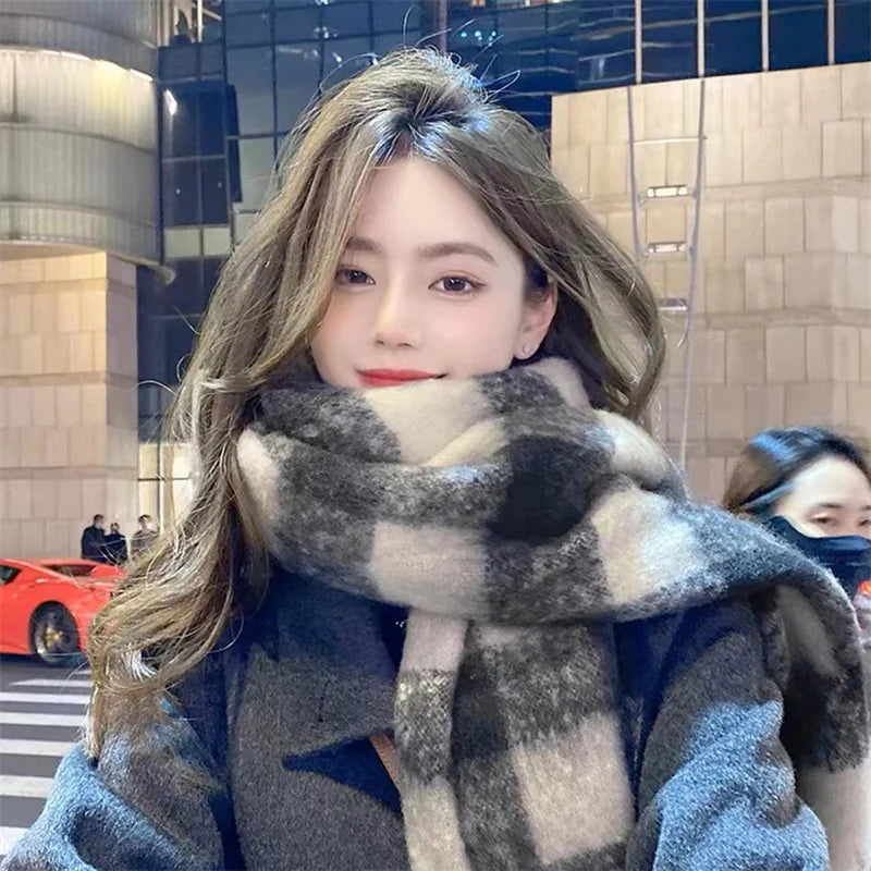 Luxury Imitation Cashmere Women Scarf Winter Shawl And Wrap Bandana Pashmina Tassel Female Foulard Thick Blanket Solid Colors
