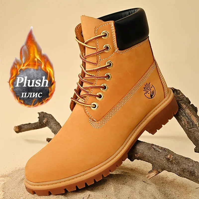 Men's and women's high-quality leather shoes outdoor sports shoes men's lace up non slip ankle boots suitable for couples