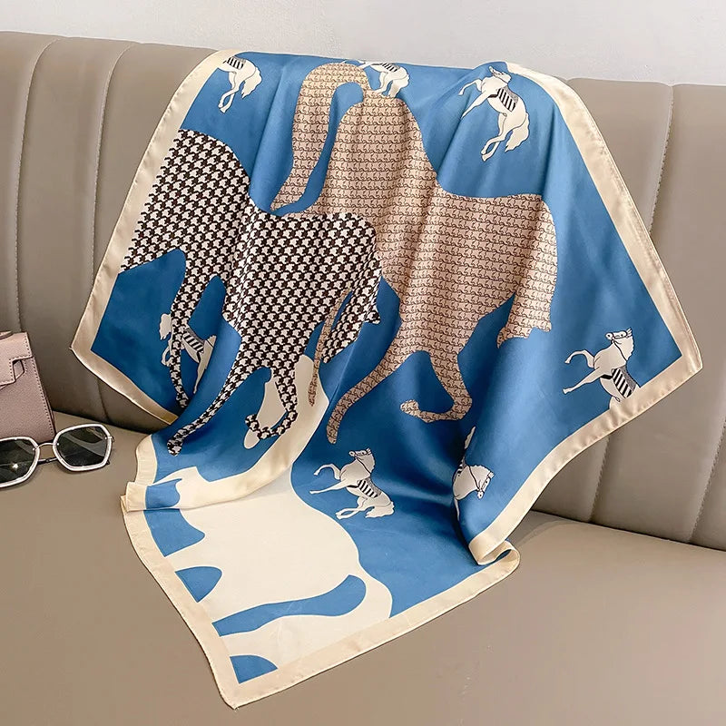 70cm Design Hair Bands Square Scarves Fashion Print Satin Silk Scarf for Women Neckerchief Wrist Wraps Lady Ribbon Shawl Foulard