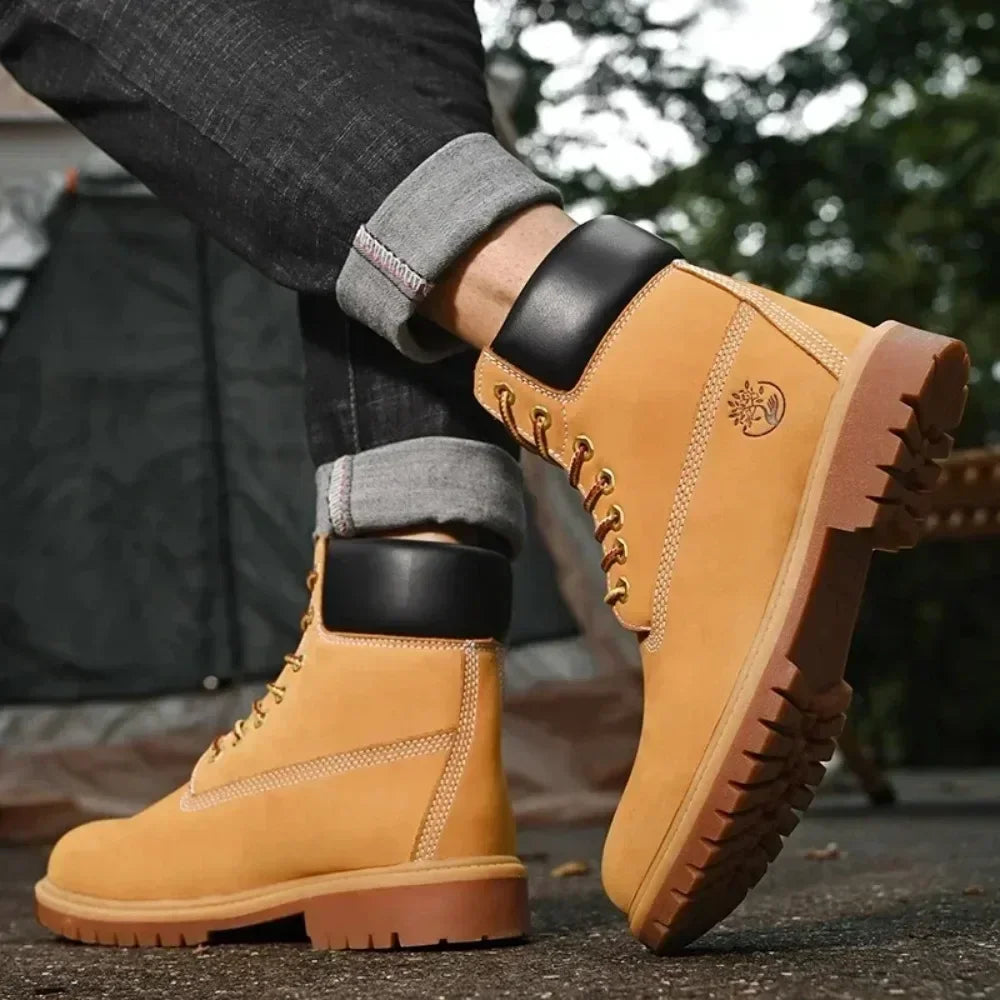 Men's and women's high-quality leather shoes outdoor sports shoes men's lace up non slip ankle boots suitable for couples