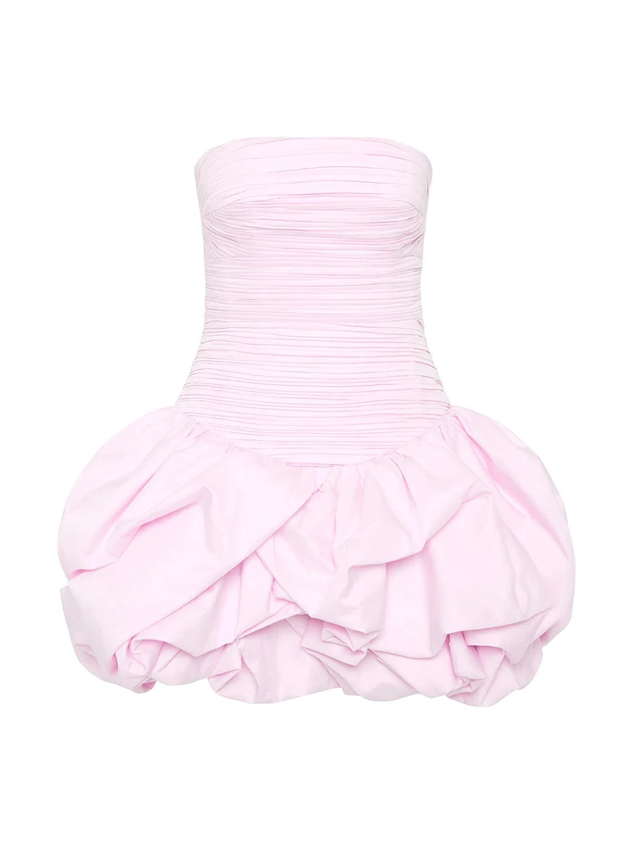 TWOTWINSTYLE Solid Spliced Ruffles Slimming Dresses For Women Slash Neck Sleeveless High Waist Mini Dress Female Fashion Style