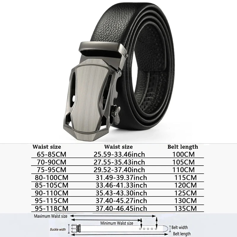 Men Belt Metal Luxury Brand Automatic Buckle Leather High Quality Belts for Men Business Work Casual Strap ZDP001A