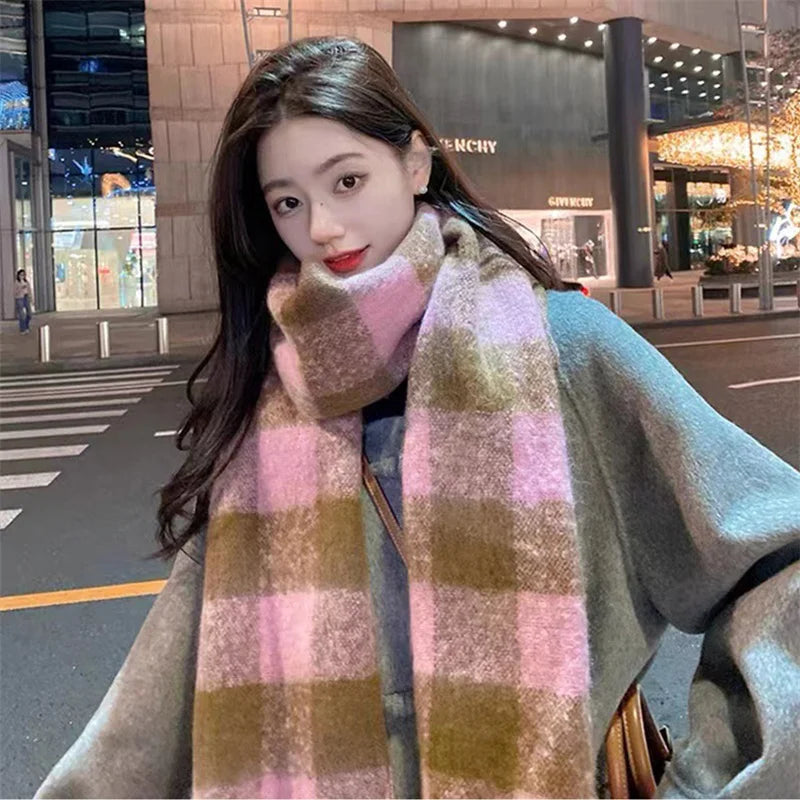 Luxury Imitation Cashmere Women Scarf Winter Shawl And Wrap Bandana Pashmina Tassel Female Foulard Thick Blanket Solid Colors