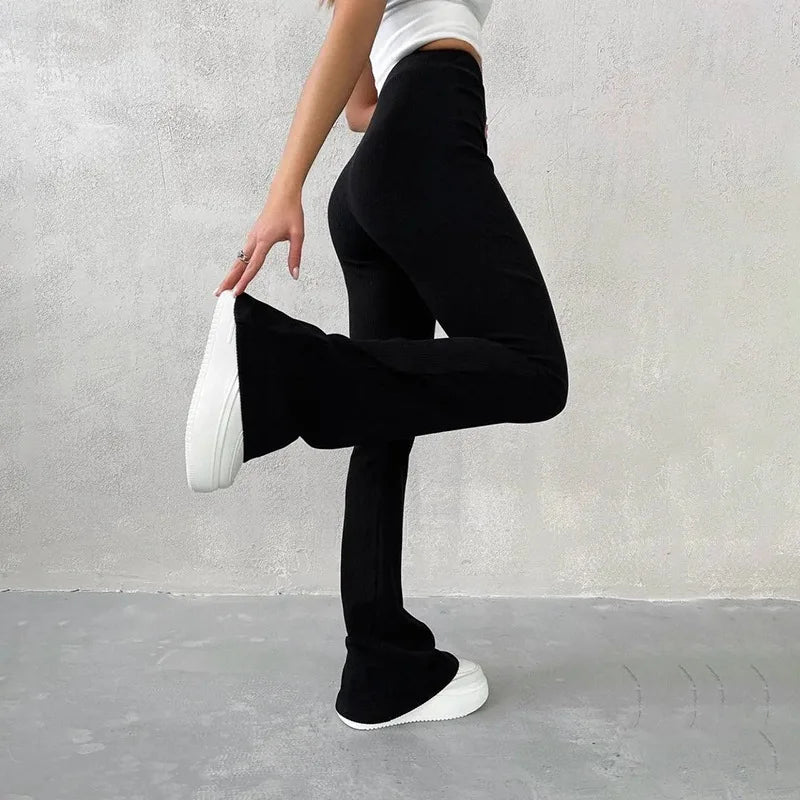 woman trouser autumn/winter solid color tall elastic waist leisure wide leg pants woman's Trousers dropshipping YWDKM22PT447