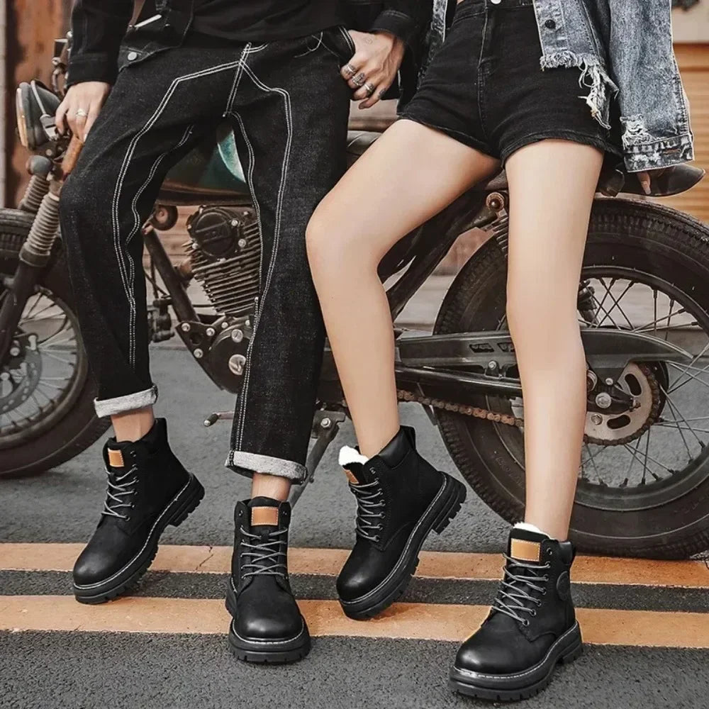 Men's and women's high-quality leather shoes outdoor sports shoes men's lace up non slip ankle boots suitable for couples
