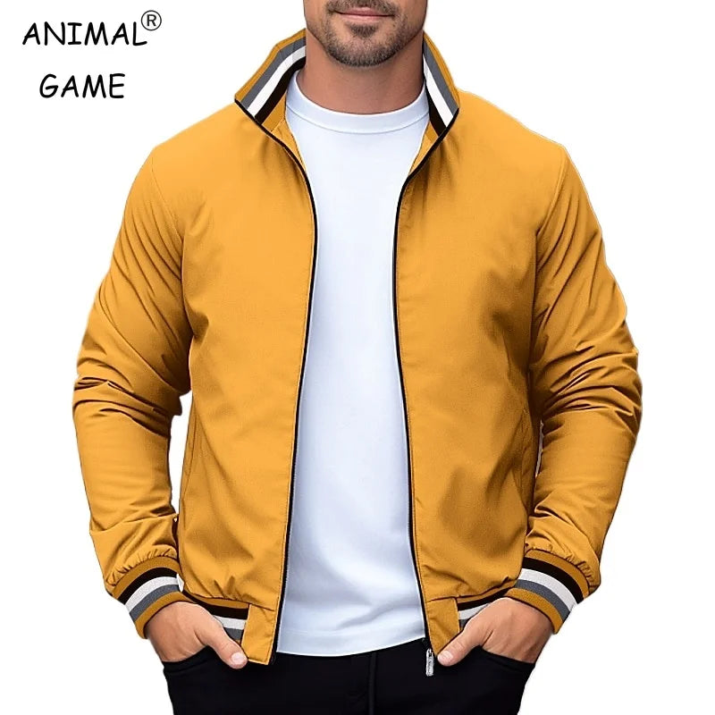 Sweatwear Men's Solid Color Jacket Blazer Pockets Sports Standard Collar Coats Lightweight Waterproof Outdoor Tops Men Jacket