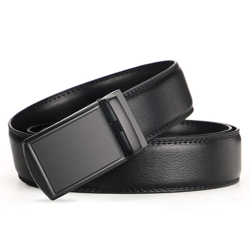 Men Genuine Leather Belt Metal Automatic Buckle Ratchet Cowskin Belts for Jeans Leather Strap Belts for Men Pants Waistband Реме