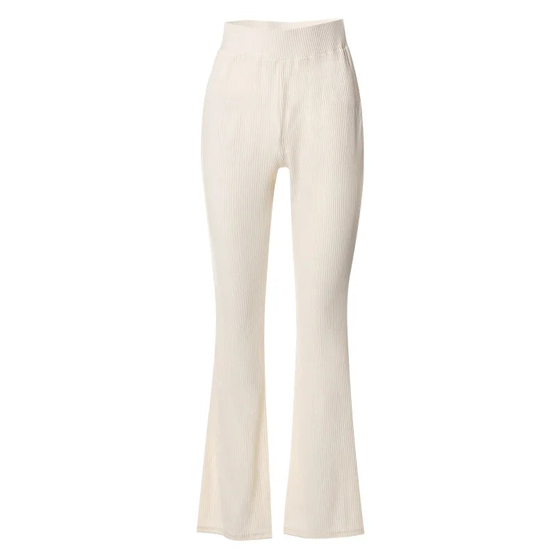 woman trouser autumn/winter solid color tall elastic waist leisure wide leg pants woman's Trousers dropshipping YWDKM22PT447