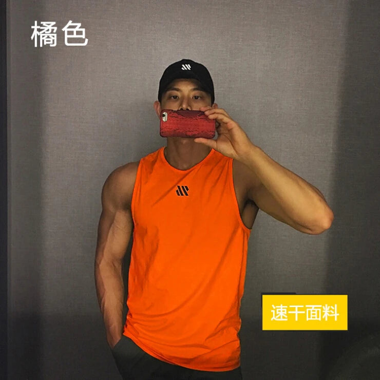 Men'S Sports Vest Summer Breathable Sleeveless Round Neck Solid Color Top Running Fitness Top Men'S Sleeveless Vest Clothing
