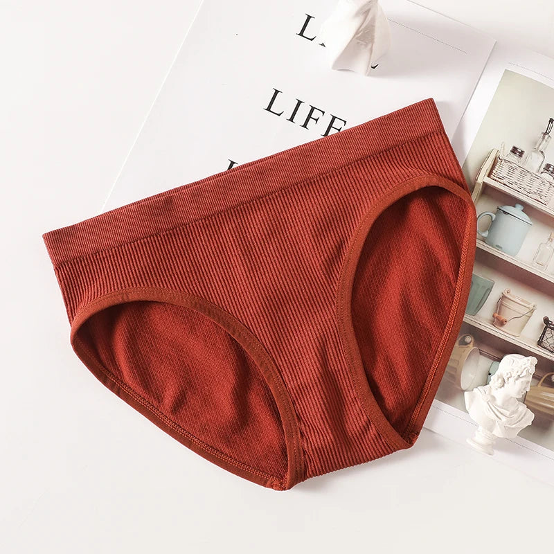 1PC/2PCS Seamless Panties Women Stretch Briefs Low Rise Panties Comfy Pantys Underwear Solid Color Comfort Underpants Lingerie