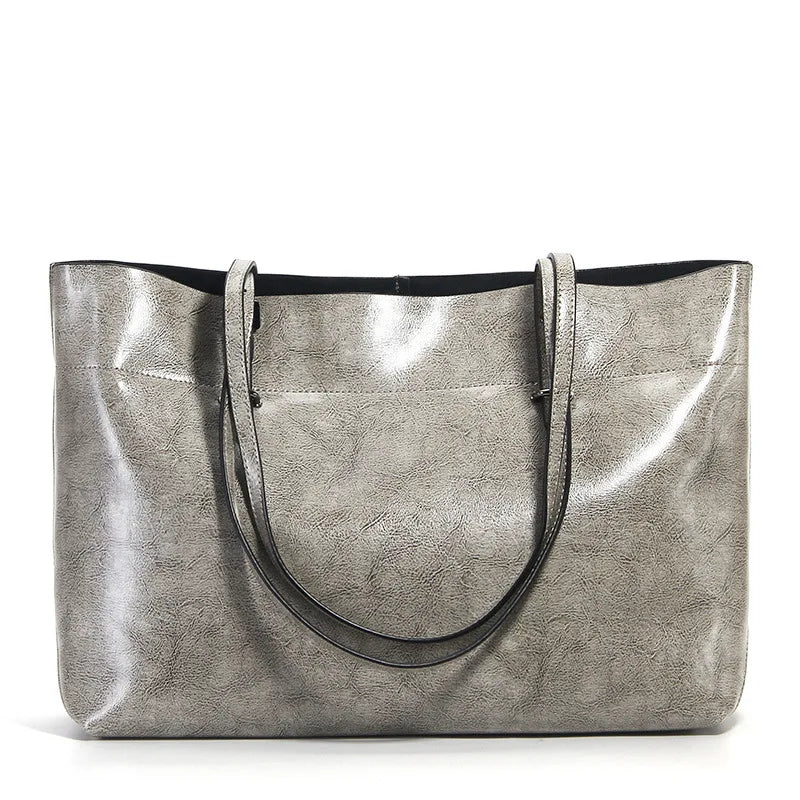 Zency New Brown Women Handbag 100% Genuine Leather Female Shoulder Purse Ladies Black Tote Bag Large Capacity Shopping Bags