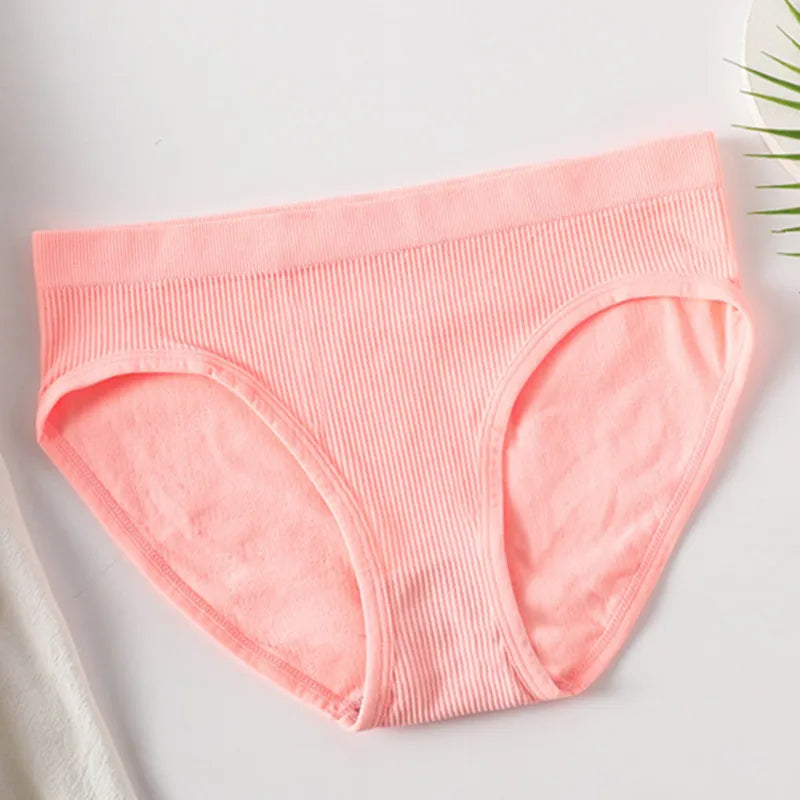 1PC/2PCS Seamless Panties Women Stretch Briefs Low Rise Panties Comfy Pantys Underwear Solid Color Comfort Underpants Lingerie