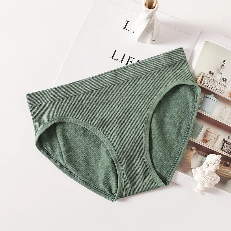 1PC/2PCS Seamless Panties Women Stretch Briefs Low Rise Panties Comfy Pantys Underwear Solid Color Comfort Underpants Lingerie
