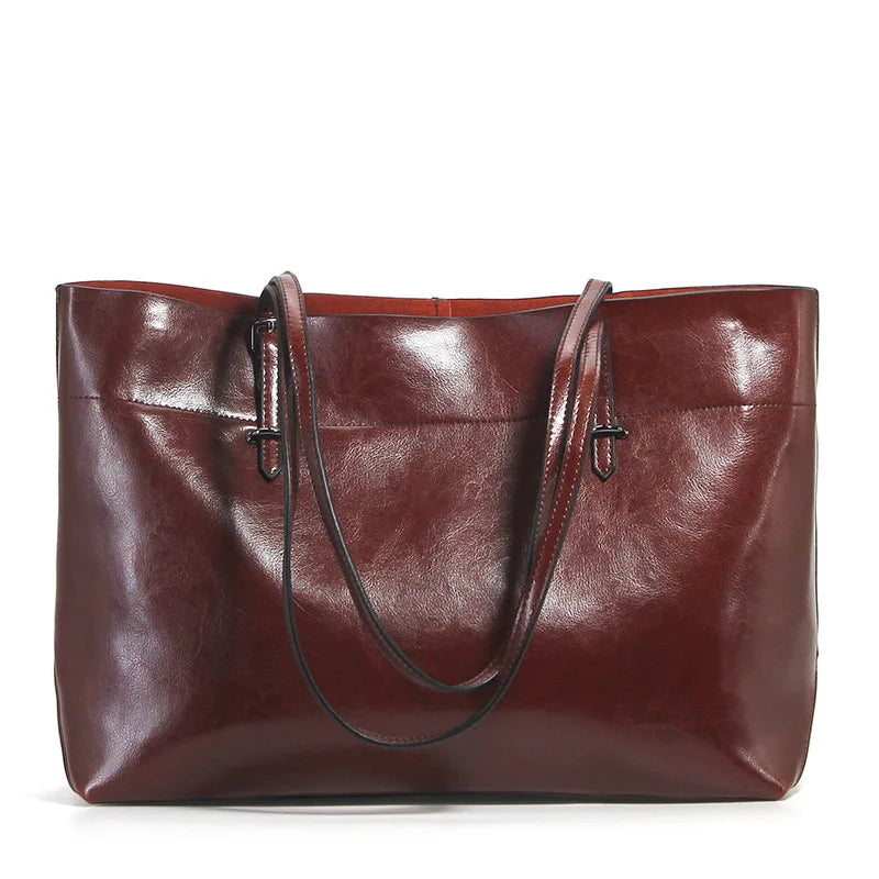 Zency New Brown Women Handbag 100% Genuine Leather Female Shoulder Purse Ladies Black Tote Bag Large Capacity Shopping Bags