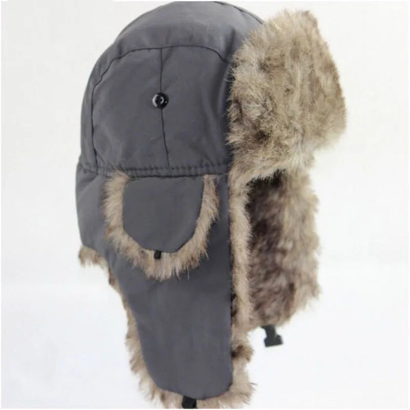 Women Men Winter Cap Fur Hat Velvet Warm Breathable Soft Winter Trooper Trapper Earflap