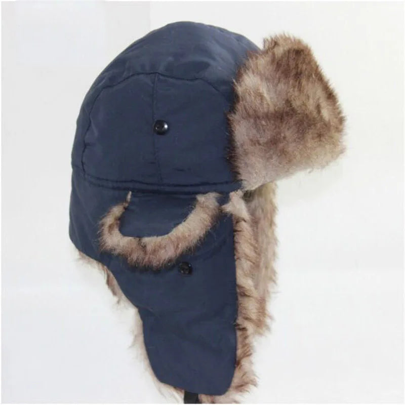 Women Men Winter Cap Fur Hat Velvet Warm Breathable Soft Winter Trooper Trapper Earflap