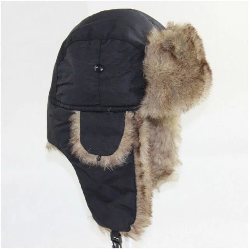 Women Men Winter Cap Fur Hat Velvet Warm Breathable Soft Winter Trooper Trapper Earflap