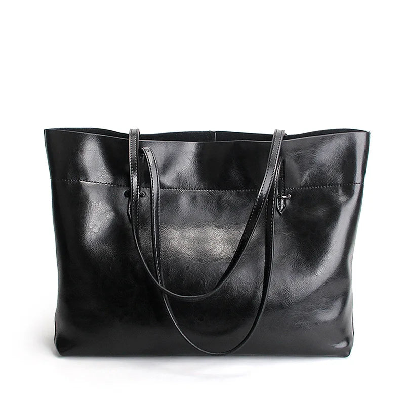 Zency New Brown Women Handbag 100% Genuine Leather Female Shoulder Purse Ladies Black Tote Bag Large Capacity Shopping Bags