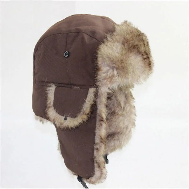 Women Men Winter Cap Fur Hat Velvet Warm Breathable Soft Winter Trooper Trapper Earflap