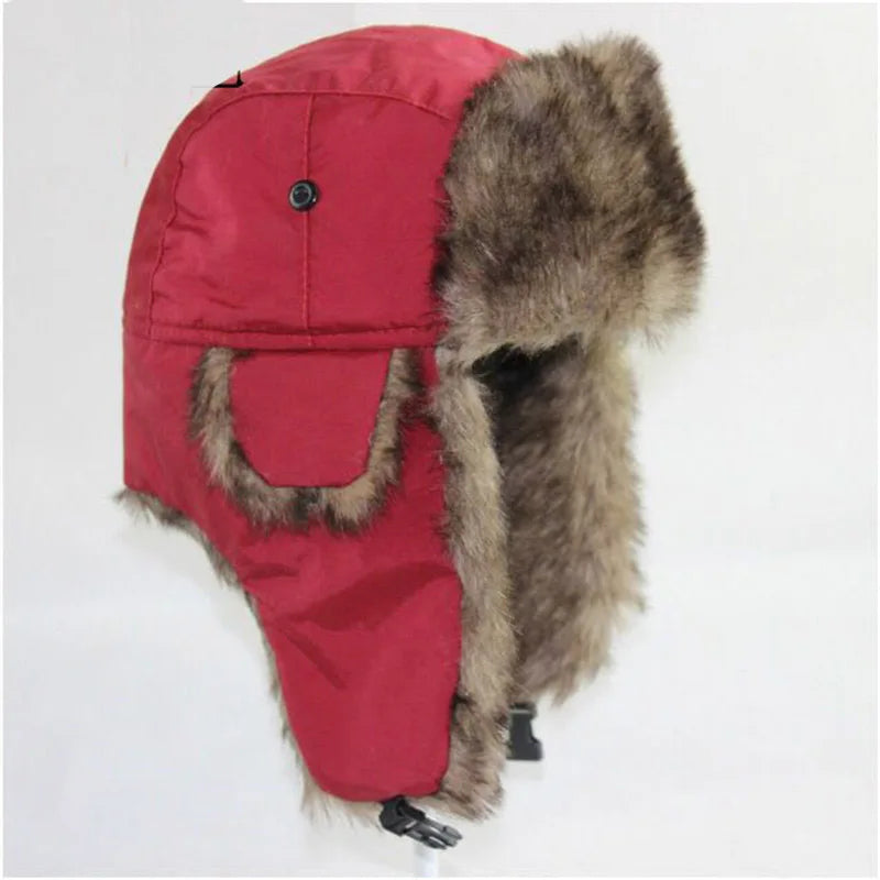 Women Men Winter Cap Fur Hat Velvet Warm Breathable Soft Winter Trooper Trapper Earflap