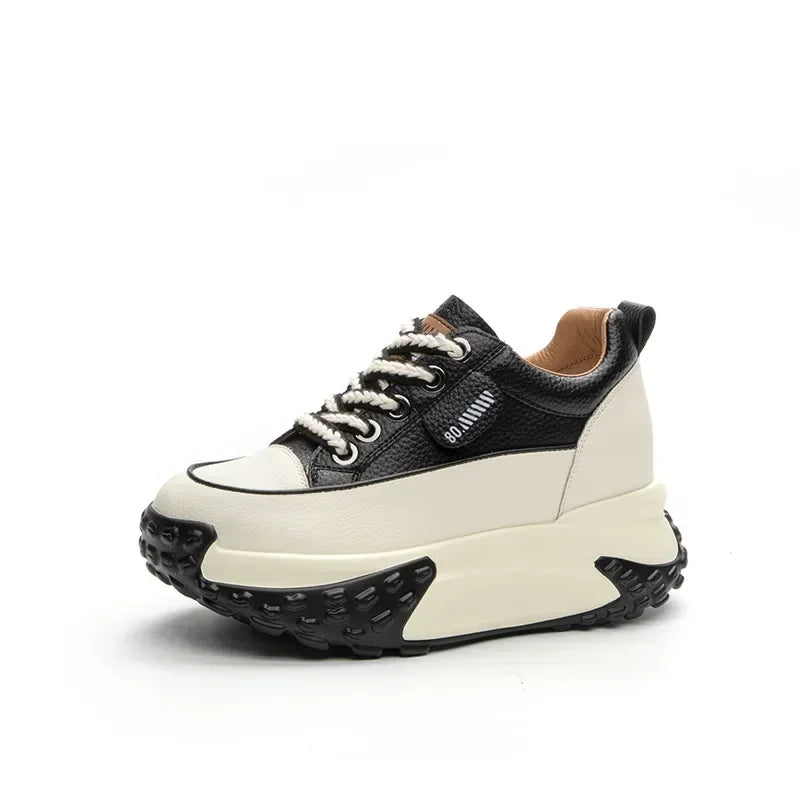 Fujin 7cm Genuine Leather Platform Wedge Fashion Women Autumn Summer Autumn Chunky Sneakers Shoes Breathable Comfortable