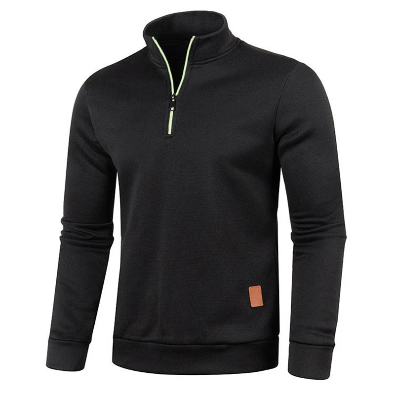 2024 Men's Casual Sweater Half Zipper Pullover Autumn New Thin Sweatshirts Outdoor Work Sweater Standcollar Turtleneck Sweater