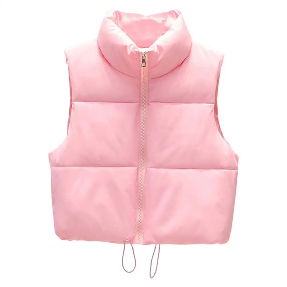 Casual Stand-up Collar Vest Thick Winter Waistcoat Women's Winter Vest Coat with Stand-up Collar Thickened Padded for Cold